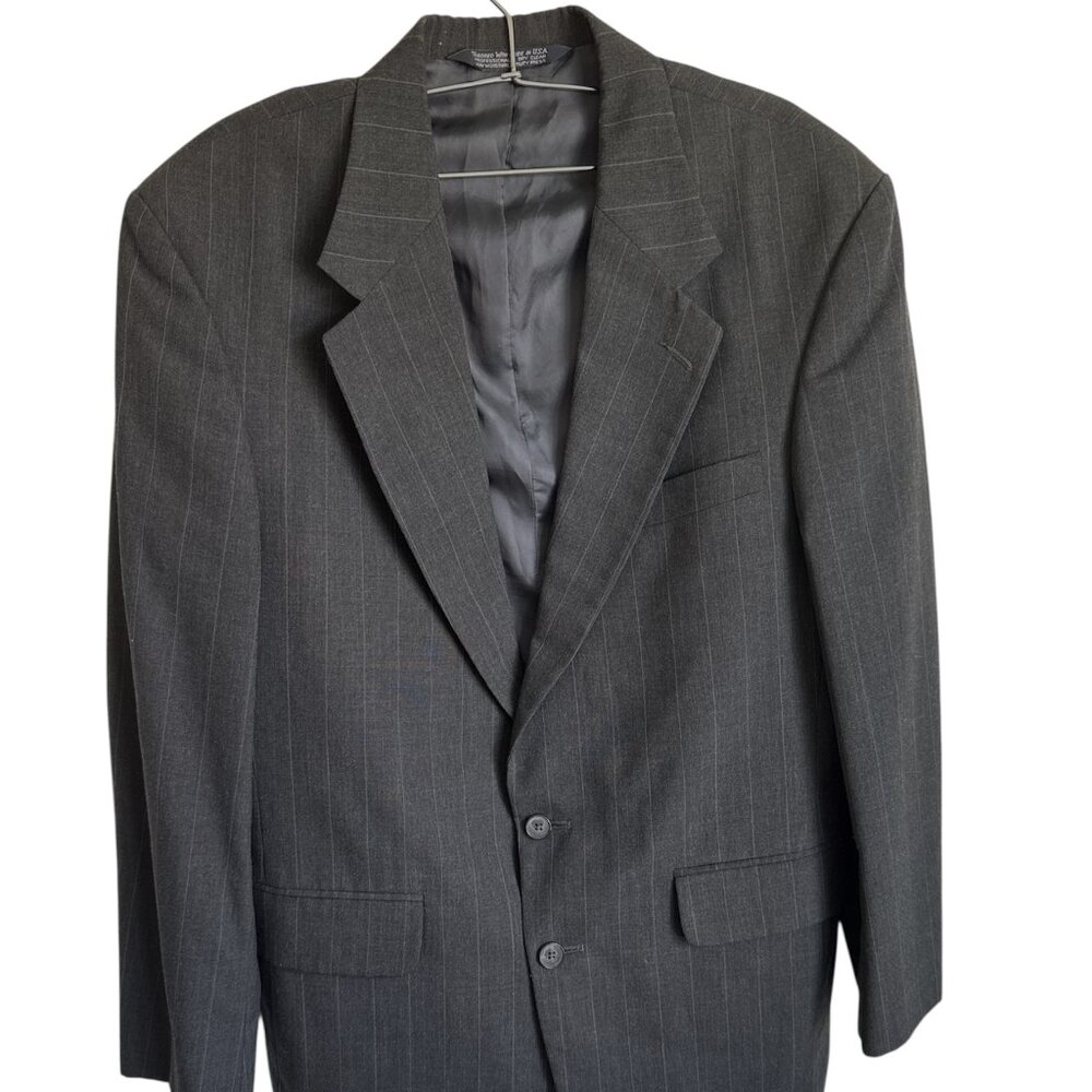 Lands' End Men's Gray Pinstripe Wool Blazer Suit Jacket Sport Coat 39 2 Button